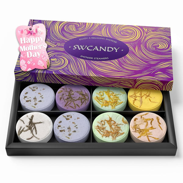 Shower Steamers Aromatherapy Birthday Gifts for Women - SWCANDY 8 Pcs Mothers Day Gifts for Mom Grandma Wife Her Men Teen Adults Bath Bombs Self Care with Natural Essential Oils Relaxation Home SPA