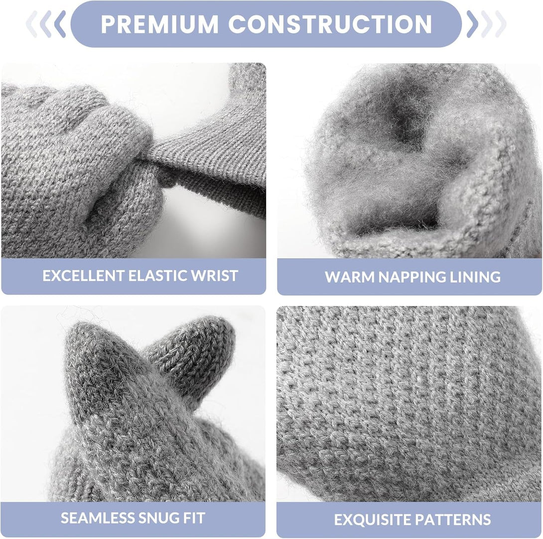 Winter Gloves - 4/3 Pairs Women'S Winter Gloves, Knit Touchscreen Gloves Women Men, Gloves for Cold Weather