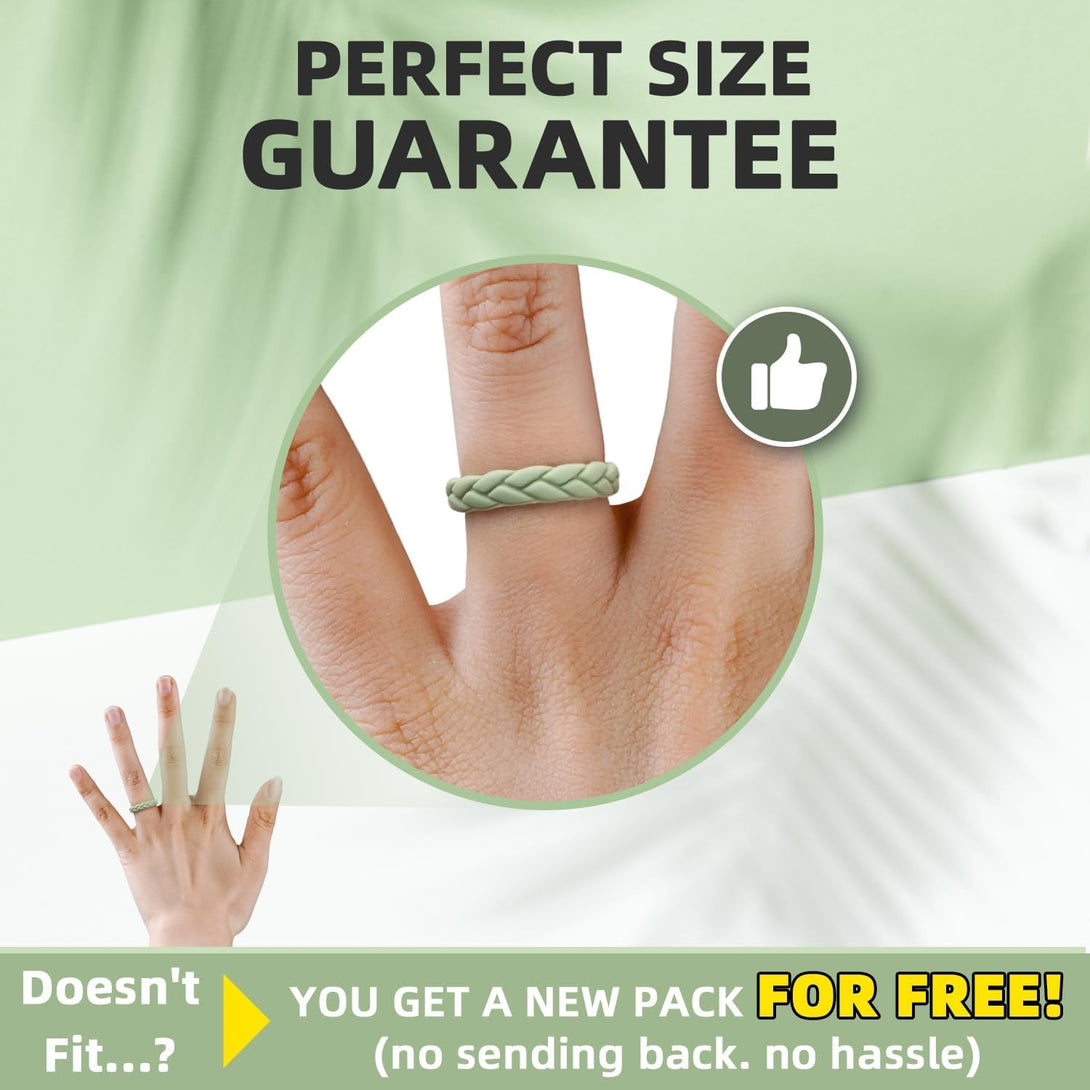 Egnaro Silicone Wedding Rings for Her, Women'S Rubber Bridal Sets Thin Bands, Stackable Leaves Braided Design with Breathable Grooves Workout Accessories
