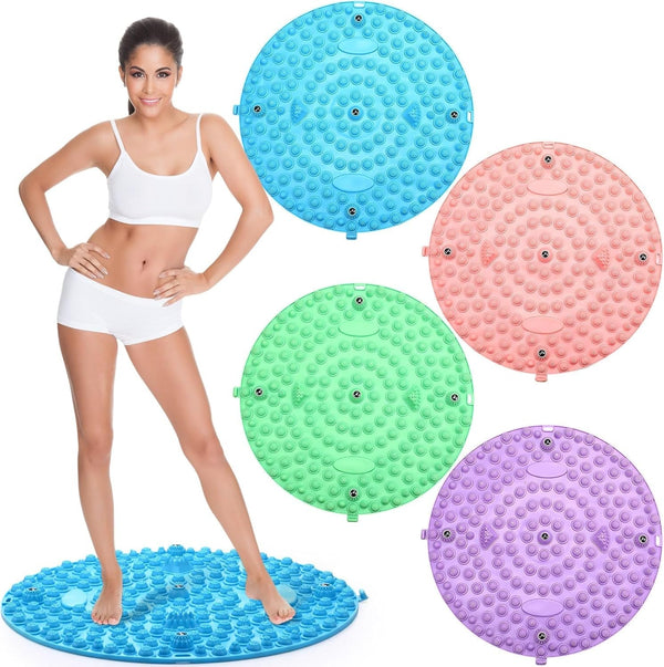 4 Pack Foot Massager Mat Foot Reflexology Pad with Magnetic Relaxation Massage Feet Pressure Point Pad anti Fatigue Walk Stone Acupoint Mat Particle Portable Massage Tool for Feet Pain Relief