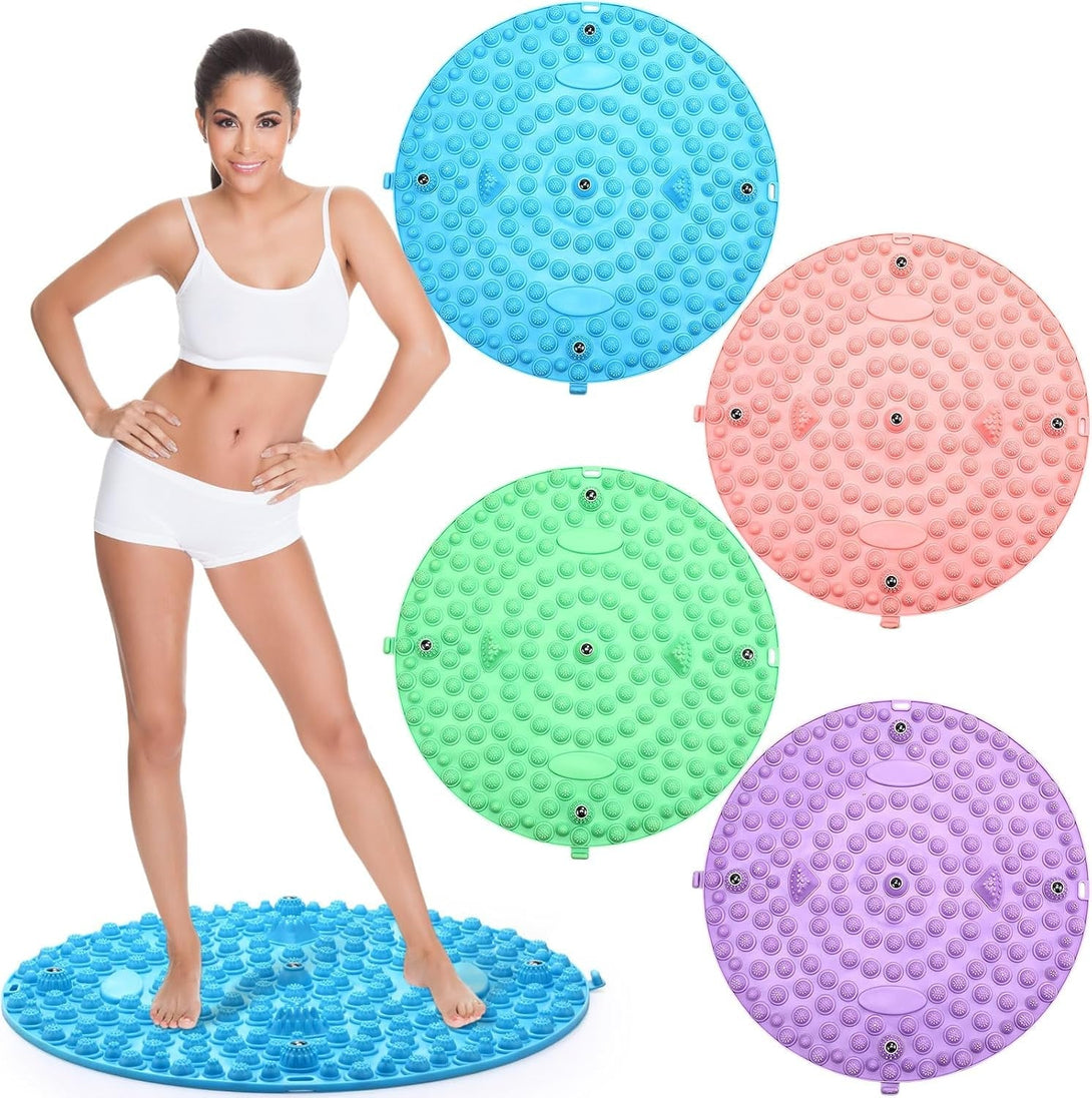 4 Pack Foot Massager Mat Foot Reflexology Pad with Magnetic Relaxation Massage Feet Pressure Point Pad anti Fatigue Walk Stone Acupoint Mat Particle Portable Massage Tool for Feet Pain Relief