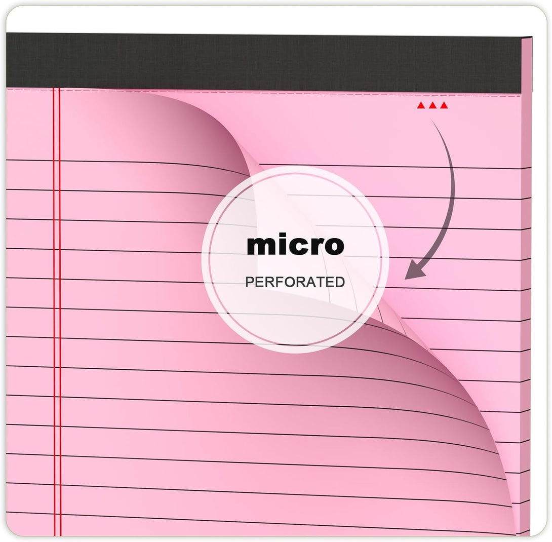 6Pcs Small Note Pad 5X8 College Ruled Pink Legal Pads Paper Notepads 6 Pack Study Back Writing Pads 5 X 8 Legal Pads Perforated Narrow Ruled Pads of Paper Pink