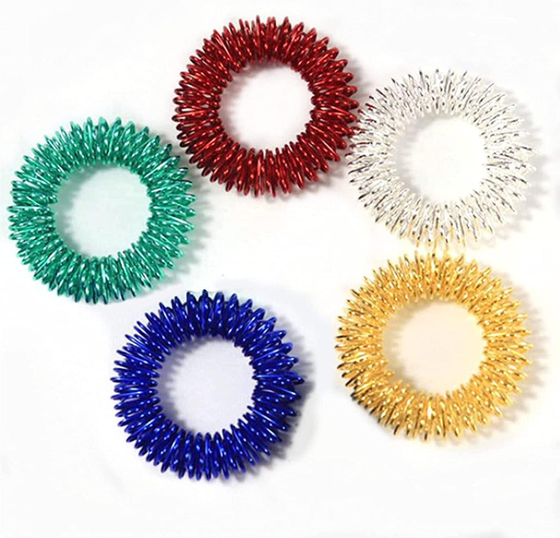5Pcs Multicolor Finger Massage Rings Prickly Sensory Acupressure Ring, Color Professional Processed，Manual Massage Balls，Exercise One'S Fingers Health Care Products Health and Household,Massage Tools