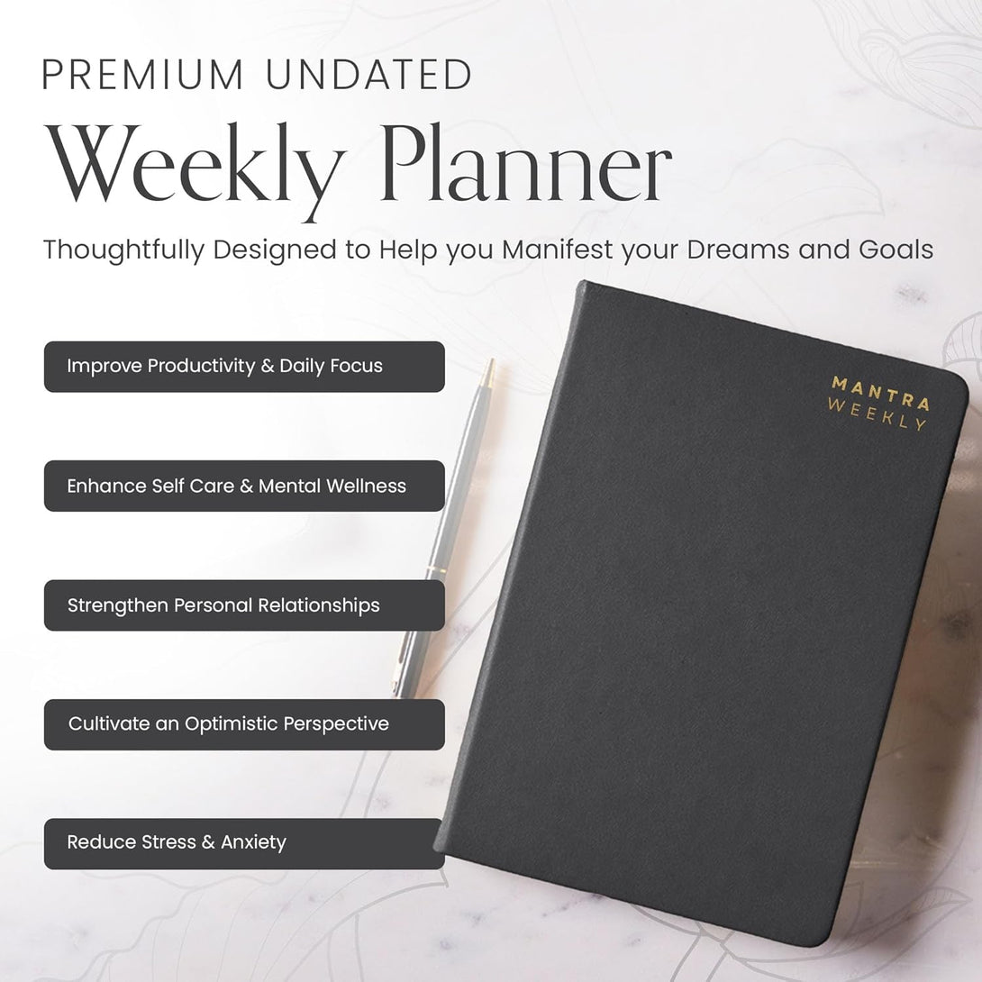 2025 Planner, Daily Journal & Gratitude Journal All-In-One with to Do List, Self Care Prompts & Habit Tracker - 5.8 X 8.3 - Black