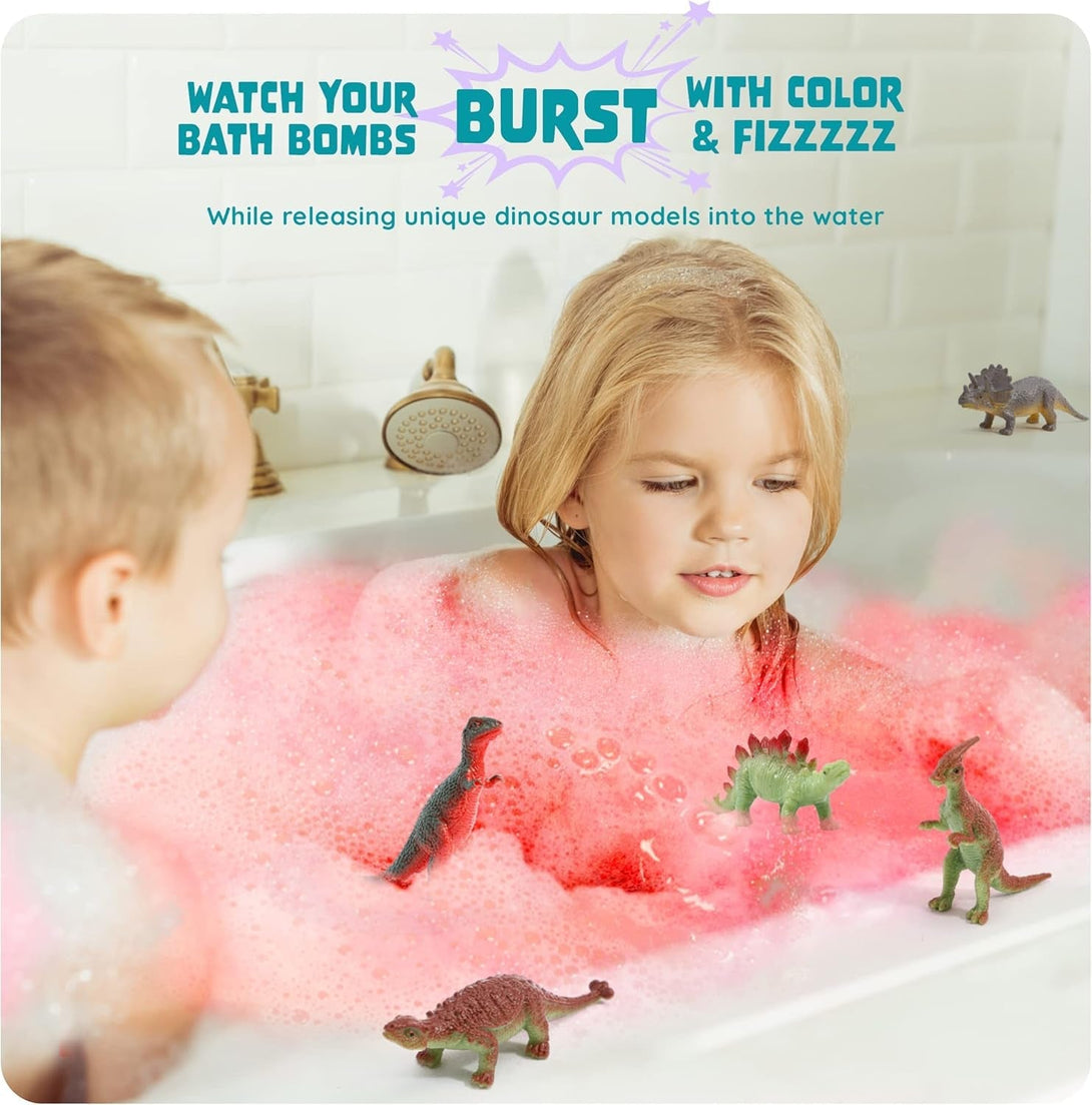 Dino Egg Bath Bombs for Kids - Kid Baths Bomb with Surprise inside - Dinosaur Toys Gift for Boys and Girls Ages 6 7 8 Years Old Gifts - Fun Educational Toy Fizzy - Basket Stuffers