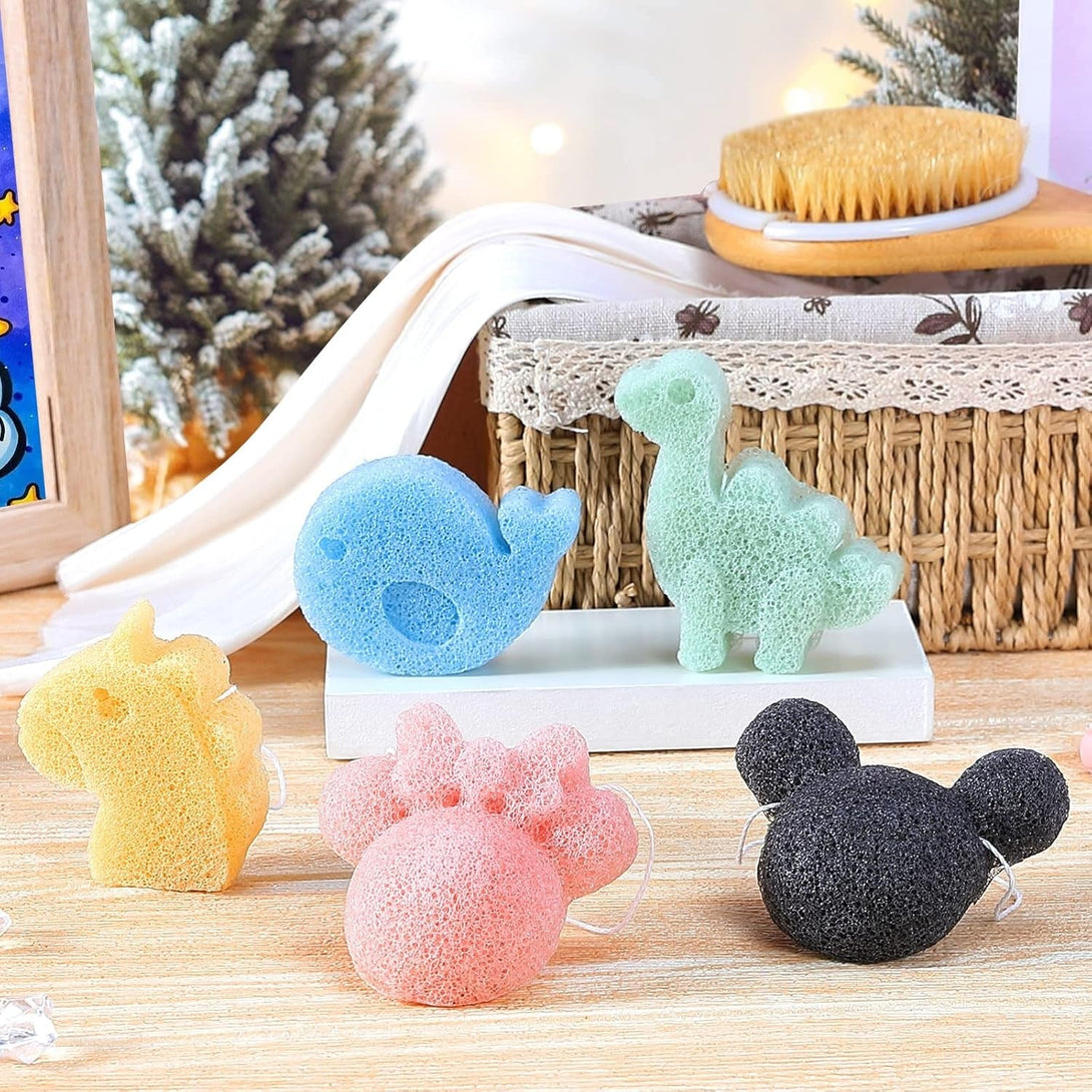 Konjac Baby Bath Sponge for Bathing, Classic Shapes Natural Bath Sponges for Infants, Toddler, Newborns, Natural and Safe Plant-Based Konjac Baby Bath Accessories, 5PCS (Set-1)