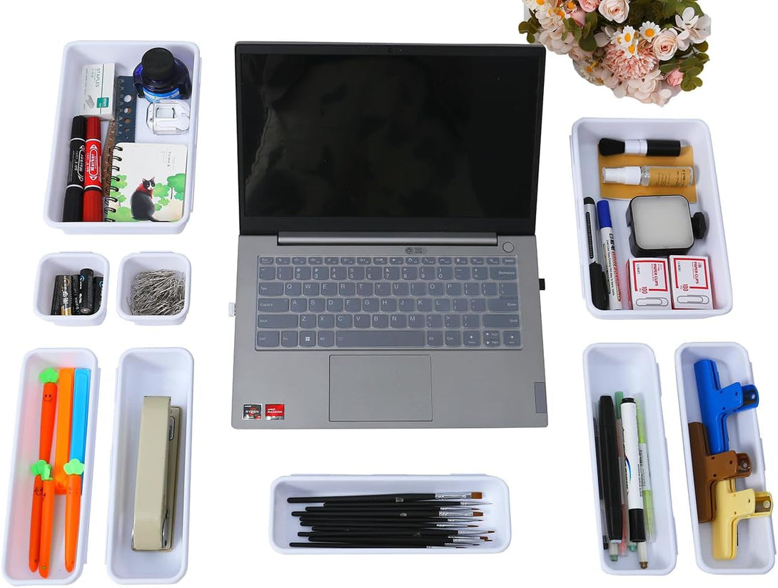 15 PCS Interlocking Desk Drawer Organizer Separator for Office,Bathroom,Kitchen,Makeup（White）