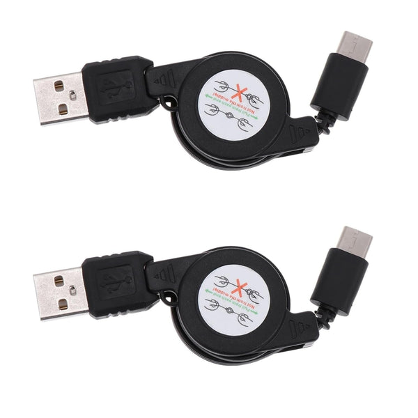 2 Pack Retractable Usb C Charging Cable, 3.3Ft Fast Charging Cord for Phones, Portable High Charger with Cable Winder (Black)