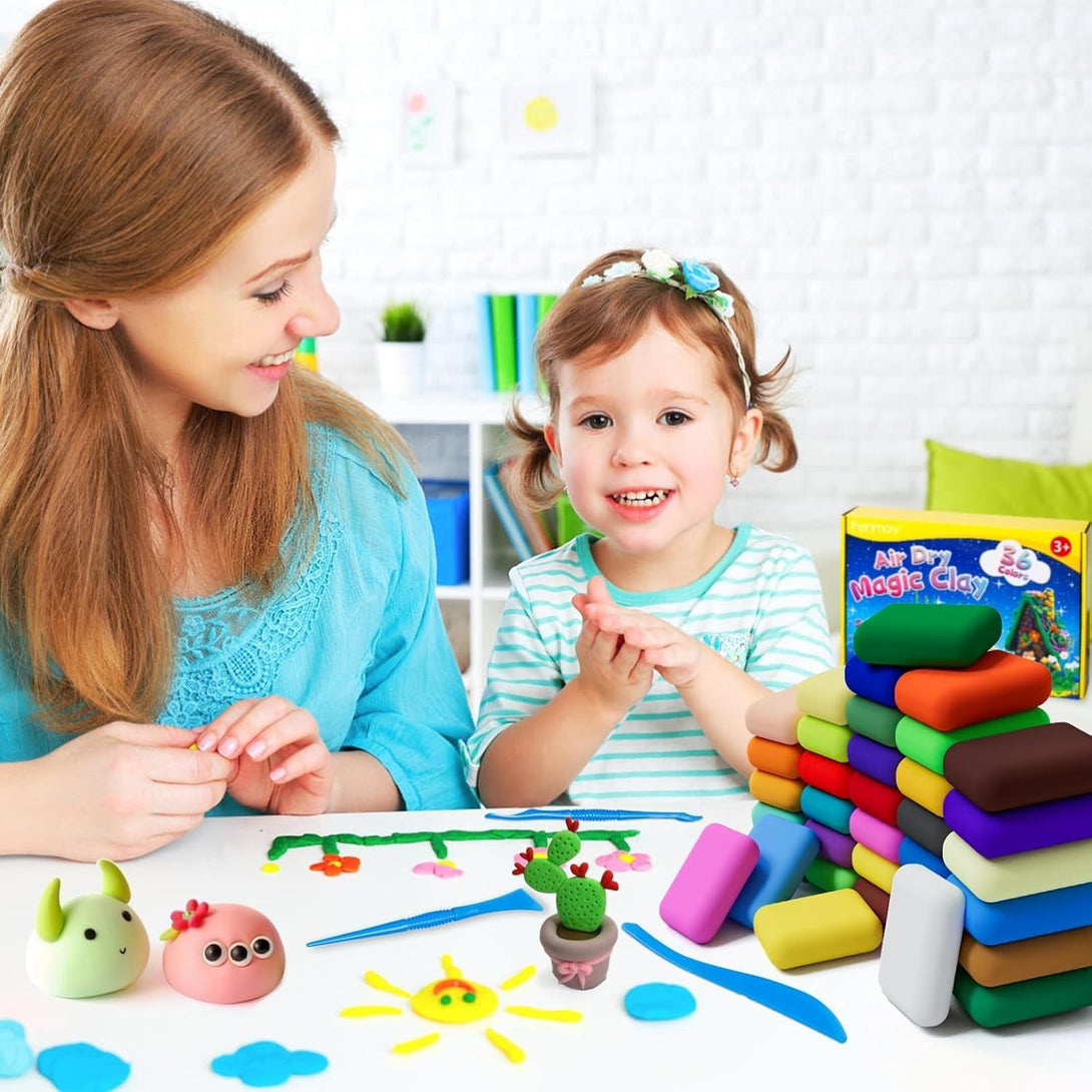 Air Dry Clay, 36 Colors Safe & Non-Toxic, Super Light Magic Clay with 3 Sculpting Tools, Non-Sticky, DIY Modeling Clay for Boys & Girls, Ideal Art Crafts Gift for Kids and Adults