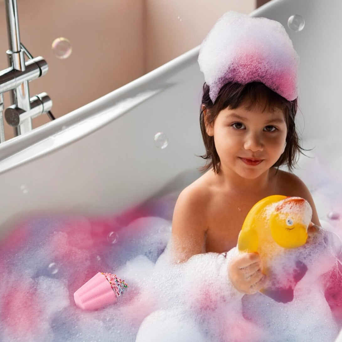 Beyumi Cupcake Bath Bombs Gift Set for Kids with Unicorn Squishy Stress Ball Toys inside Handmade Bath Bombs for Girls Women with Surprise inside Ideal Valentine Birthday Children'S Day Christmas Gift