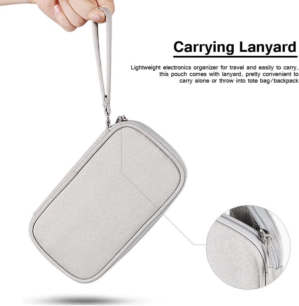 Electronics Carrying Pouch Case Bag - Cable Charger Organizer Travel Shockproof Cord for Cellphone, Earphone, Powerbank, USB Hard Drive, SD Card, Memory Cards, Cables, External Driver (A-S-Navy)