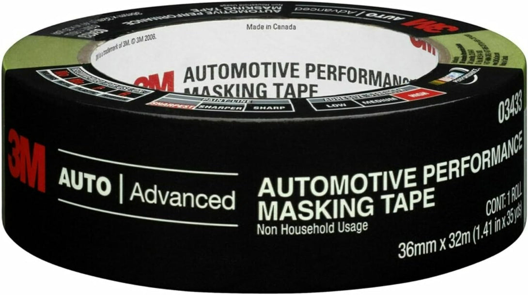 3M Automotive Refinish Masking Tape, 06654, 36 Mm X 55 M, 1 Roll