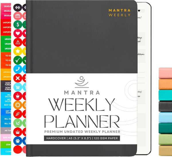 2025 Planner, Daily Journal & Gratitude Journal All-In-One with to Do List, Self Care Prompts & Habit Tracker - 5.8 X 8.3 - Black