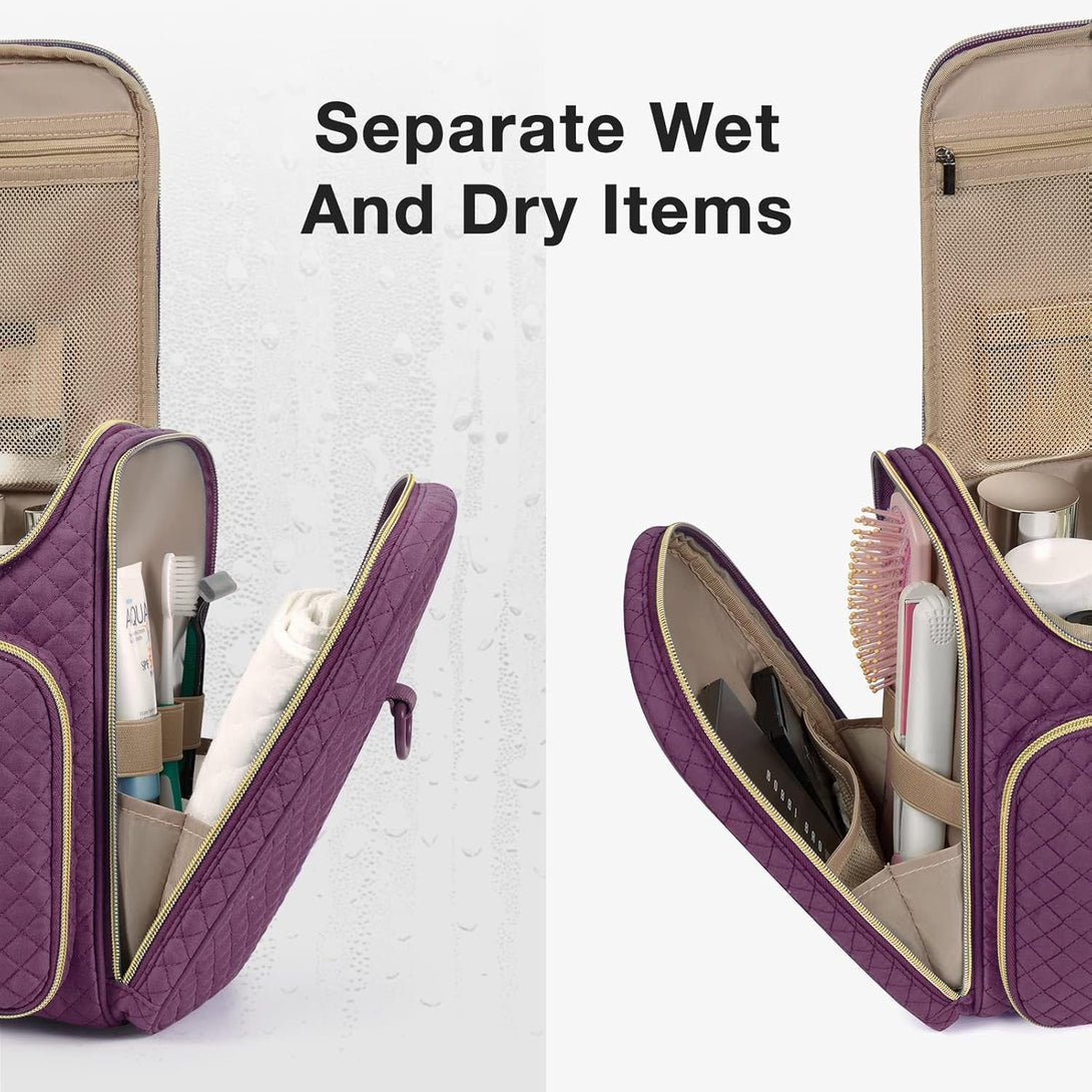 BAGSMART Toiletry Bag, Travel Toiletry Bag for Women, Water-Resistant Cosmetic Makeup Bag, Large Capacity Travel Organizer Door Room Essentials for Full Sized Toiletries and Cosmetics