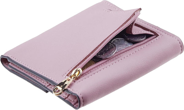 Travelambo RFID Blocking Wallet Women Small Womens Wallet Credit Card Holder Mini Compact Trifold Wallets for Women with Coin Pocket Zipper
