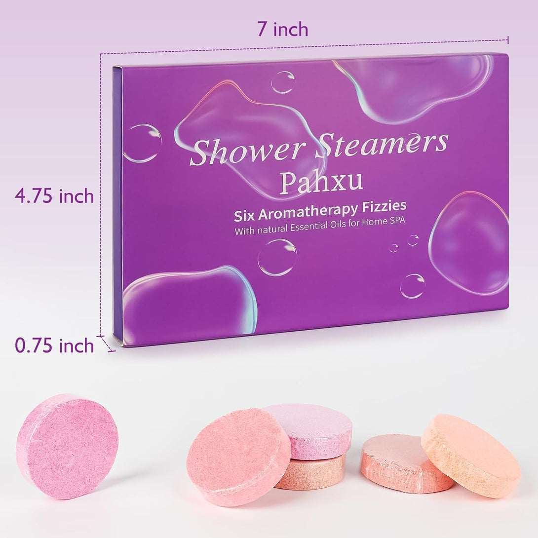 Shower Steamers 6 Pack Set, Shower Bombs Tablets with Organic & Safe Essential Oils for Skin Moisturizing, Natural Bubble Bath Fizzy, Ideal Presents for Her, Girl, Wife, Mother, Women