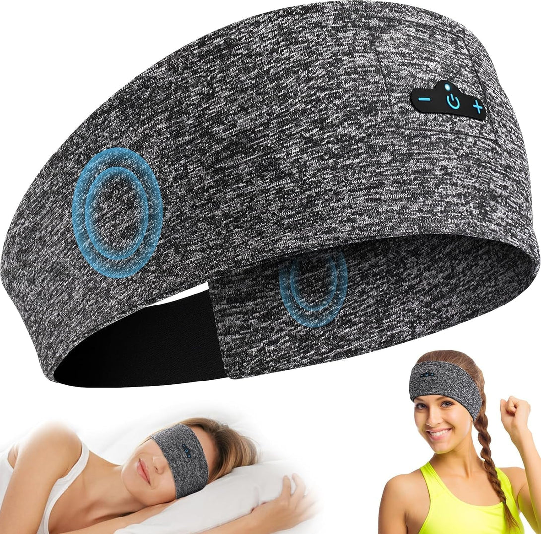 Sleep Headphones Bluetooth Headband for Side Sleeper, 14 Hours Playtime, Wireless Headband Headphones with HD Stereo Speakers for Workout,Running,Yoga, Ideal Gifts for Men, Women, Teens, Grey