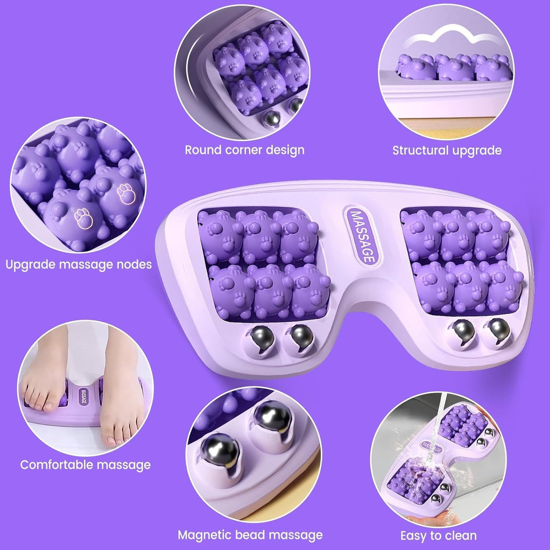 Foot Massager Roller for Plantar Fasciitis Relief, Dual Foot Acupressure Therapy for Pain Relief, Stress Relief and Improved Circulation, Portable Reflexology Tool for Home and Office Use