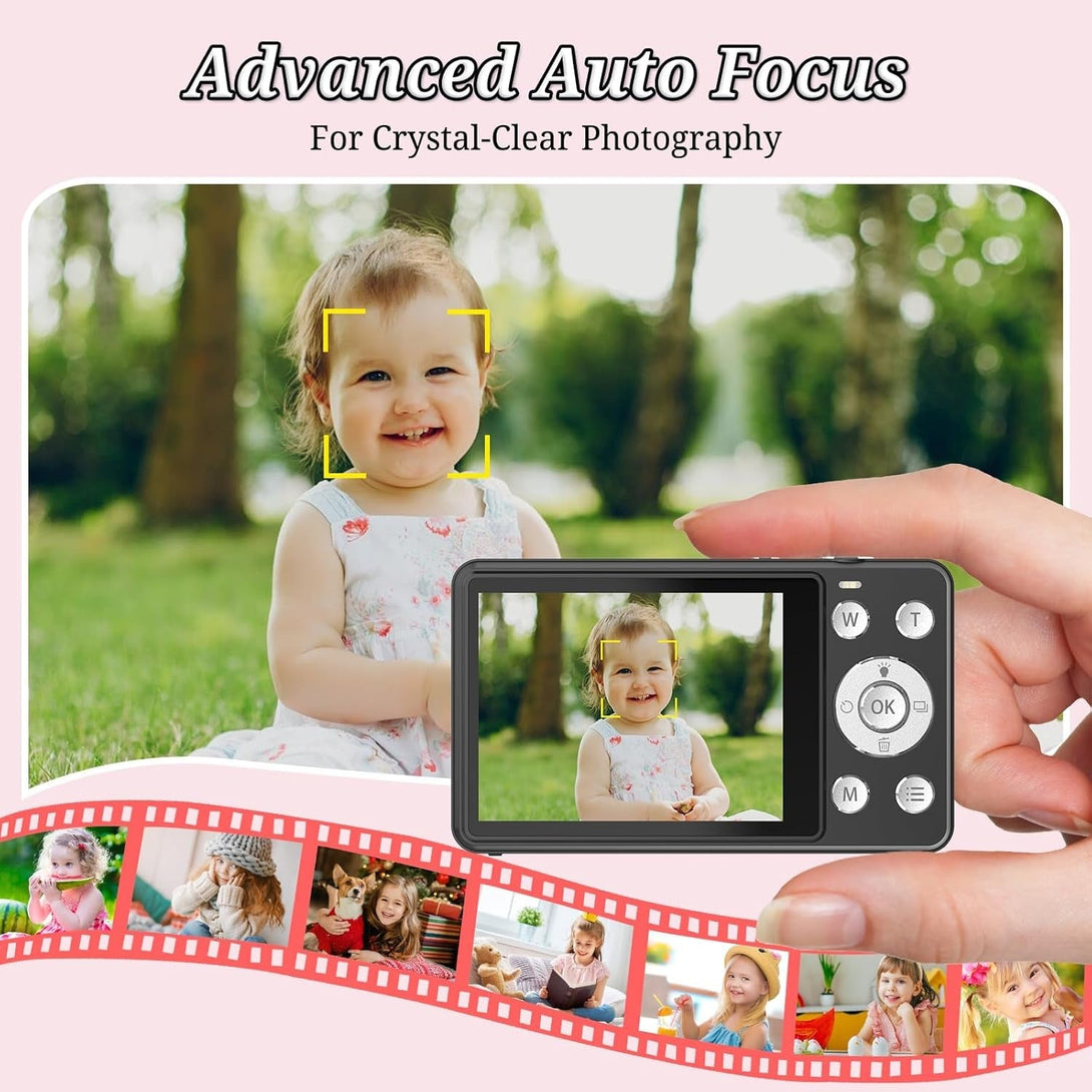 Digital Camera, FHD 1080P Kids Camera, 48MP Point and Shoot Digital Cameras with a 64GB Card, 16X Zoom, anti Shake, Compact Small Camera for Kids Gifts for Teens Girls Boys