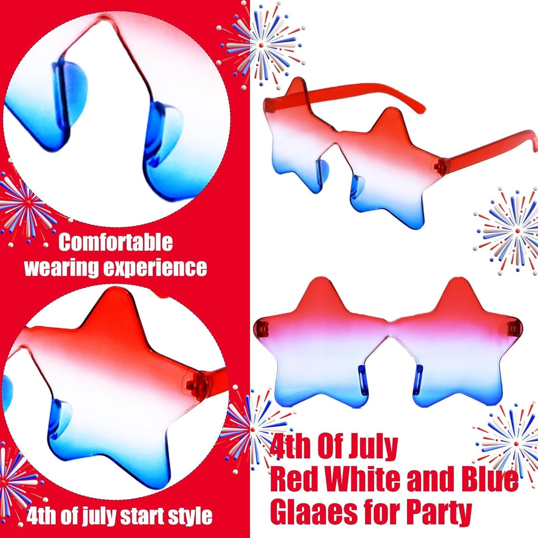 4Th of July Glasses with Red White and Blue Style for Independence Patriots Labor Day American USA Flag Sunglasses
