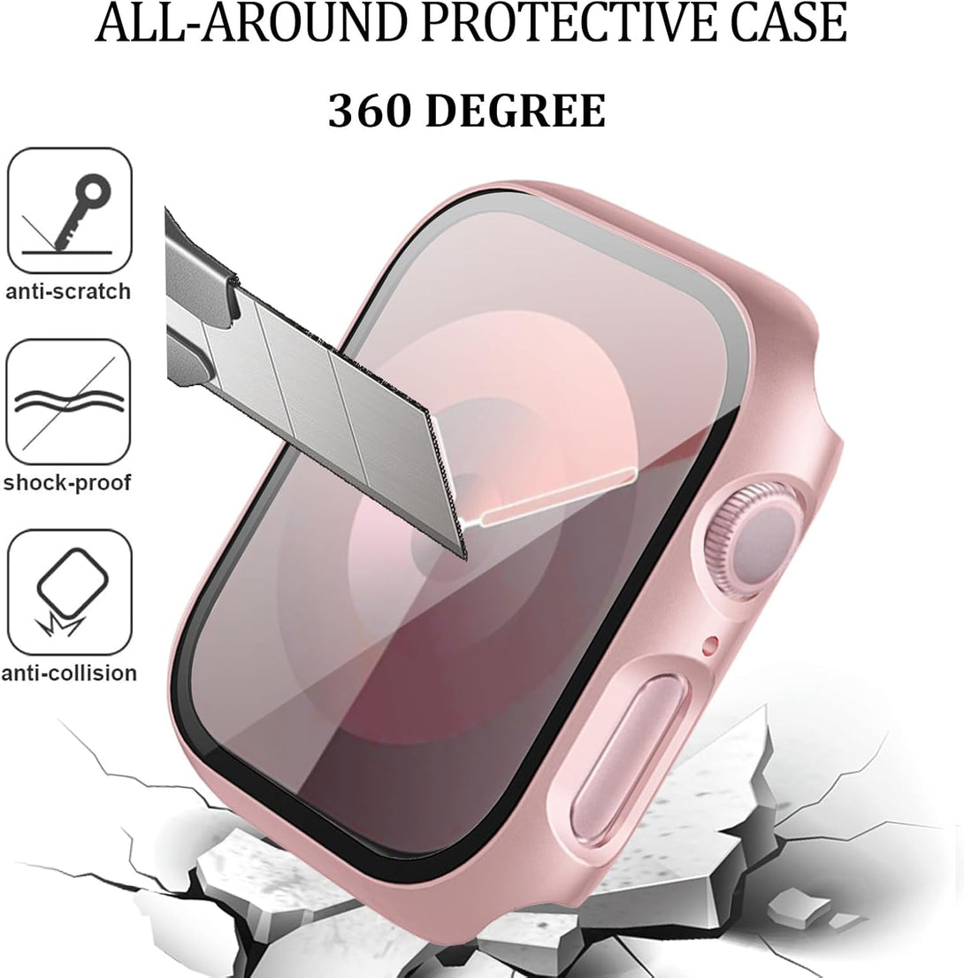 6-Pack Case Compatible with Apple Watch 40Mm Series SE 2Nd Gen 6 5 4 with Tempered Glass Screen Protector, QCKANLJ Ultra-Thin Hard PC Full Protective Face Cover Bumper for Iwatch 40Mm