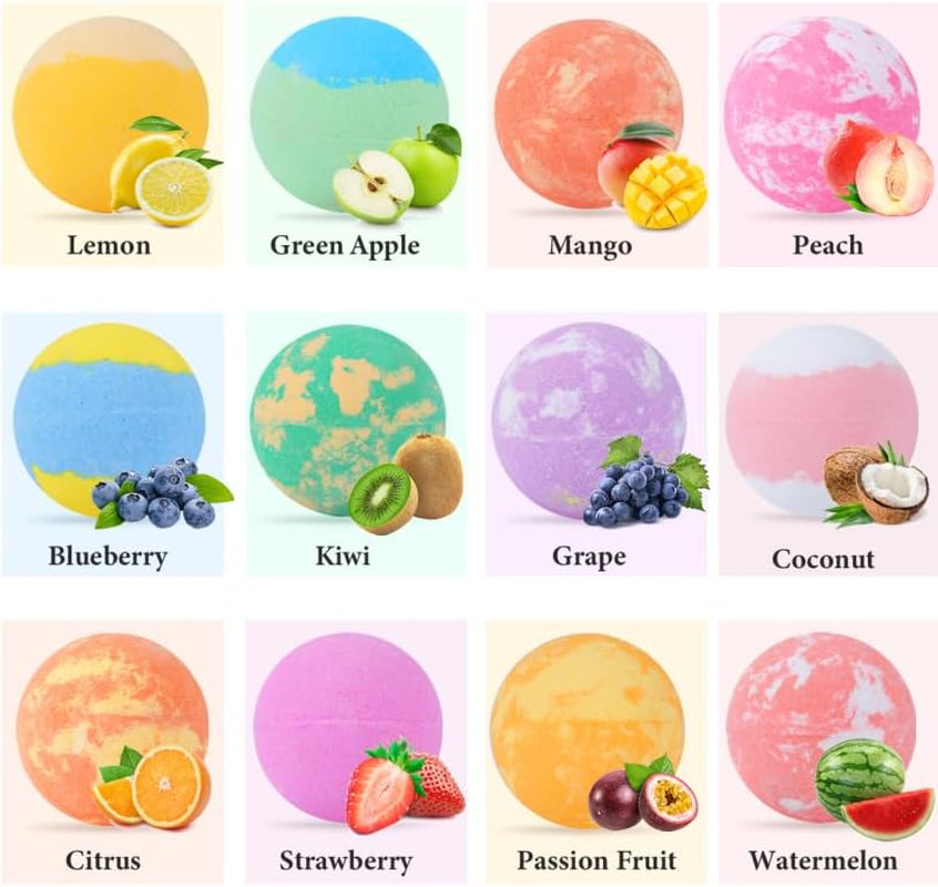 Bath Bombs for Kids with Toys inside - 12 Pcs Handmade Bubble Bath Fizzies Bomb with Glow-In-The-Dark Surprise Toys Inside, Ideal Gift for Easter Eggs Stuffers Birthday Christmas