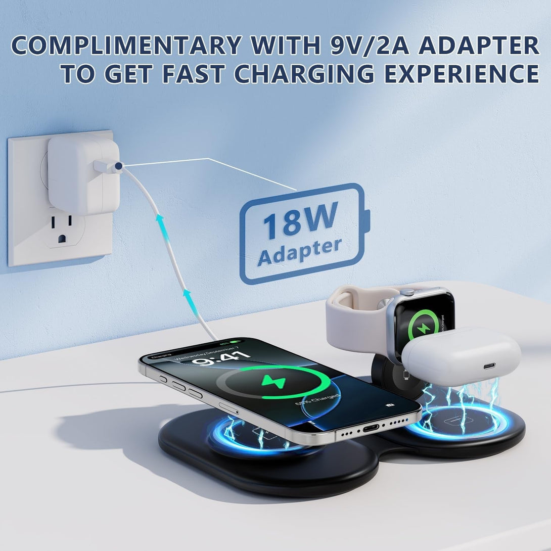 2025 Latest Magnetic Wireless Charger for Iphone: 3 in 1 Travel Charging Station Devices for Iphone 16 15 14 13 12 Pro Max Plus-Foldable Charging Pad for Apple Watch Series & Air Pods 4 3 2 Pro