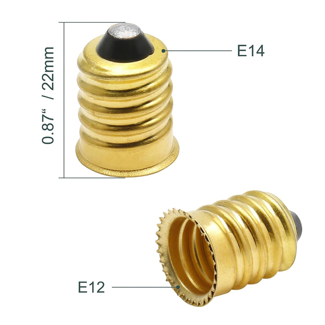 10 Pack E14 to E12 Adapter Converter, European to Candelabra Reducer, Pure Copper Light Adapter Socket Bulb Adapter, Golden Lamp Adapter