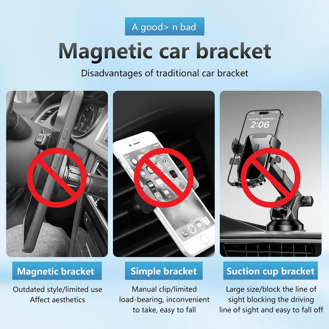 2PCS Mobile Phone Navigation Magnetic Bracket, L Type 360° Rotatable Car Phone Mount, Magnetic Navigation Bracket for Any Smartphone (Silver)