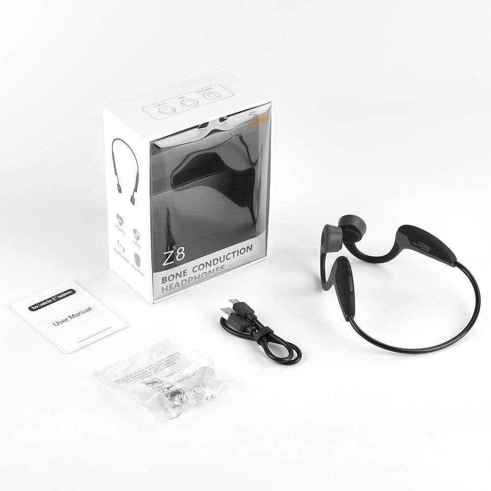 Bone Conduction Headphones Bluetooth 5.0 Open Ear Wireless Titanium Hifi Stereo with Mic Sweatproof Sports Headphones for Running Driving Cycling (Black)