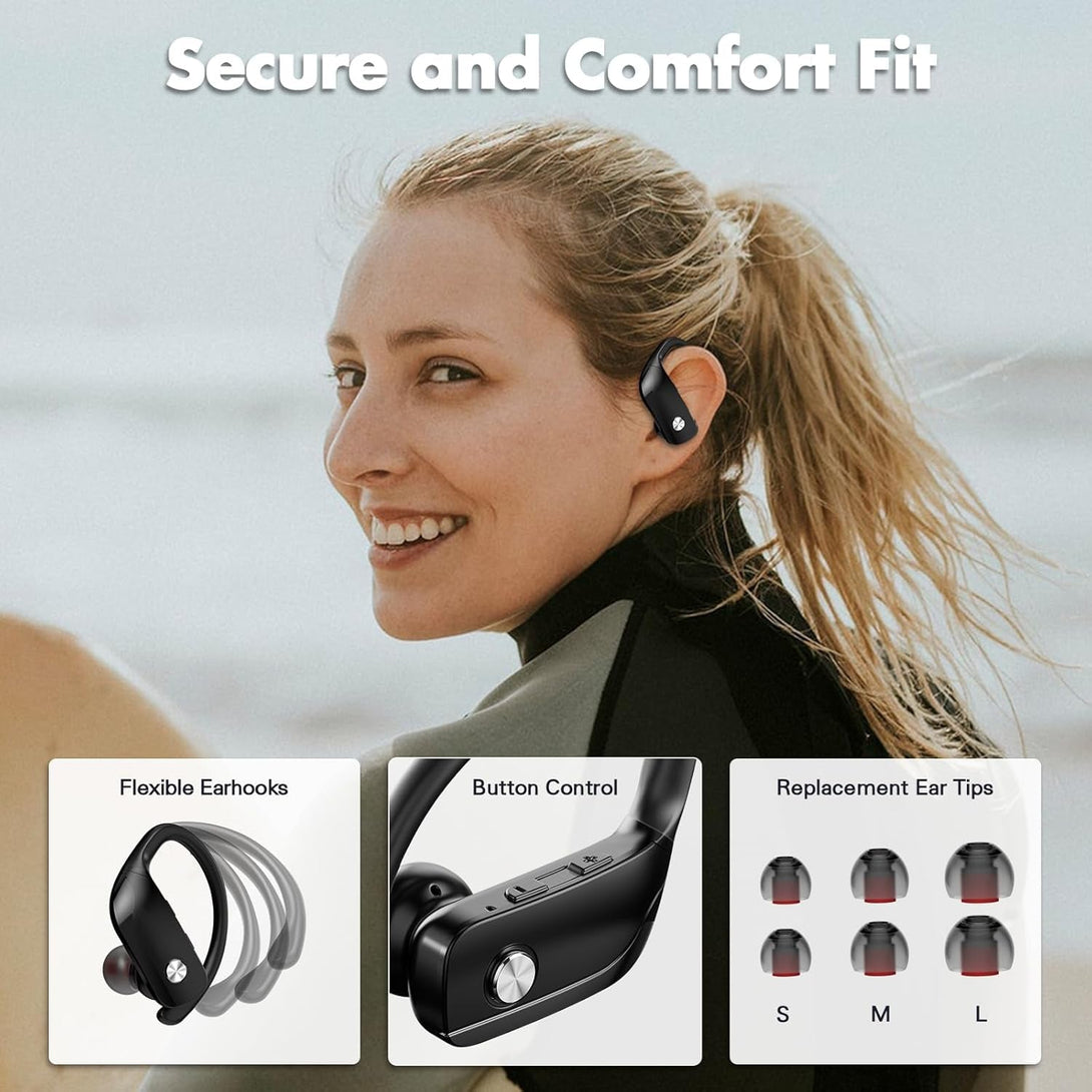 Wireless Earbuds Bluetooth Headphones 48Hrs Play Back Sports Earphones with LED Display Built in Mic Deep Bass Stereo in Ear Waterproof Headset for Workout Gaming Running