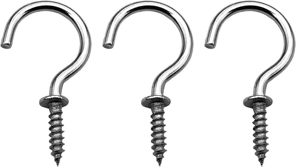 30 Pcs (304) Stainless Steel Screw Ceiling Hooks 1 Inch Cup Hook Screw-In Light Hooks