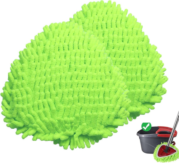 2 Pack Reusable Microfiber Mop Pads Compatible with O-Cedar Easywring Triangle Mop,Elastic Mop Head Replacement for Deep Clean,Machine Washable Mop Refills