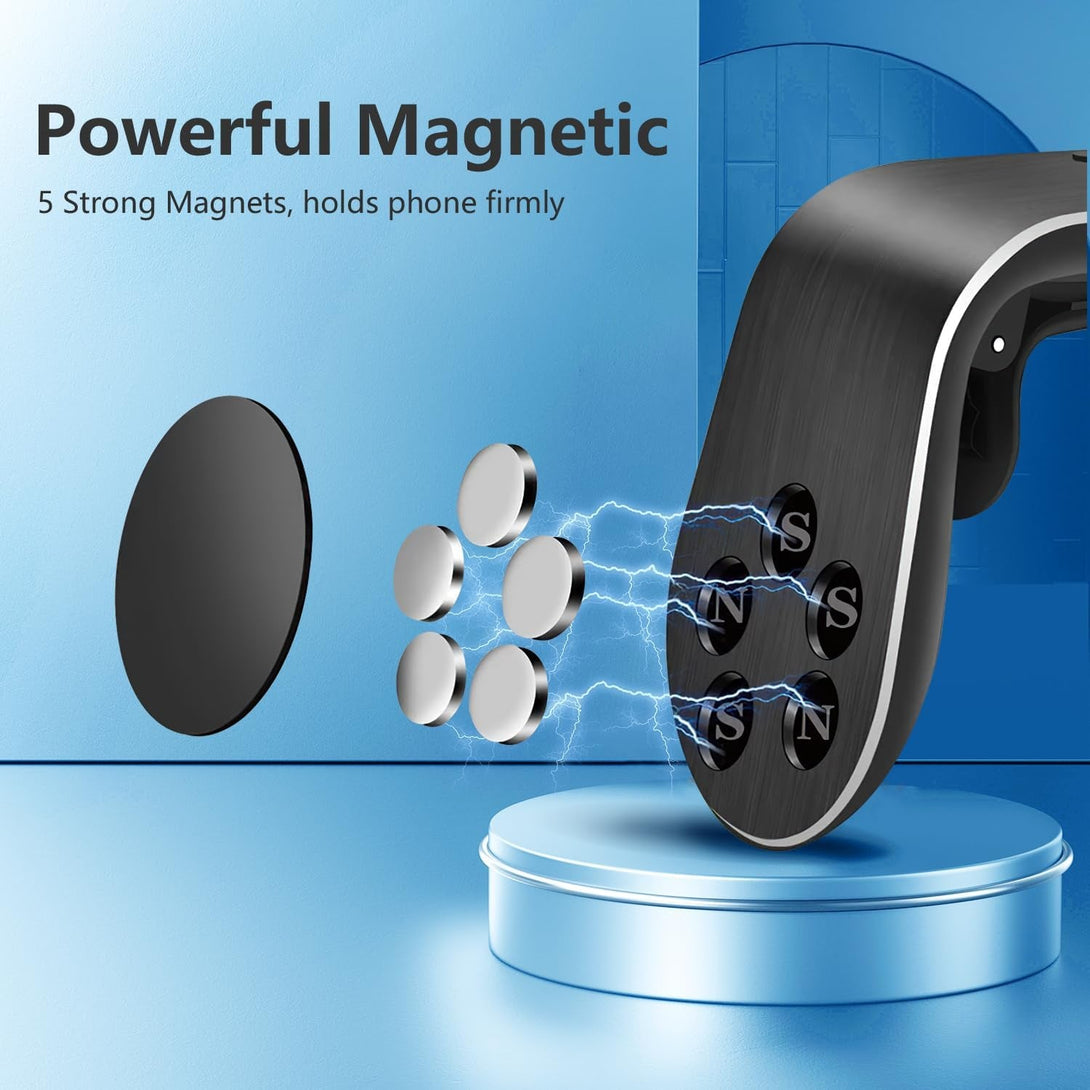 2PCS Mobile Phone Navigation Magnetic Bracket, L Type 360° Rotatable Car Phone Mount, Magnetic Navigation Bracket for Any Smartphone (Silver)