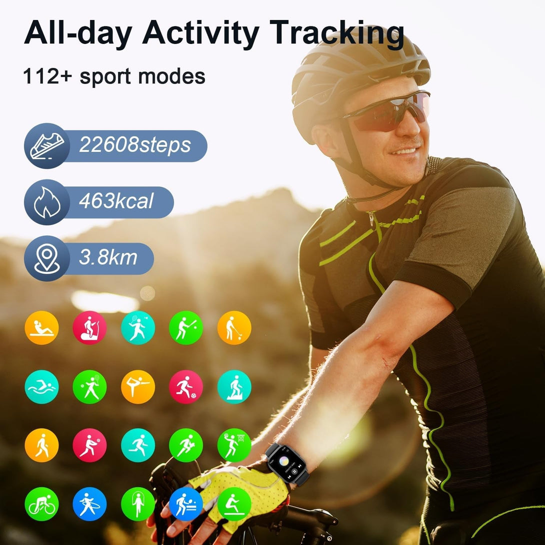 Smart Watch for Men Women Fitness: Make/Answer Call Smart Watches for Men Digital Mens Watches Running Waterproof Smartwatch Android Phones Iphone Samsung Compatible Heart Rate Monitor Step Tracker