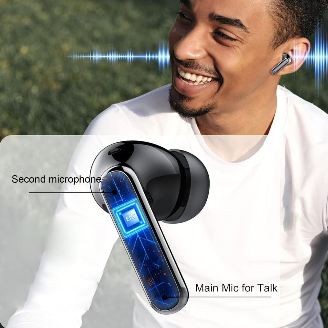 Wireless Earbuds, Bluetooth 5.4 Headphones Ear Buds with Bass Stereo Sound Noise Reduction Earphones, 120H Playtime,Ipx7 Waterproof USB-C , Touch Control LED Display Headset for Work Sport (Black)