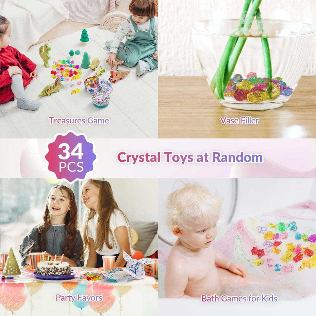 34 + 6 Bath Bombs with Crystal Toys inside for Kids, 34PCS Organic Surprise Bath Bomb Gift Set for Christmas, Birthday, Easter, Natural Fizzy Bath Home Spa, 6PCS Gift Bags for Girls and Boys