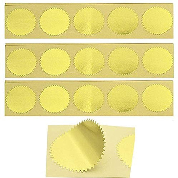 100Pcs Gold Vintage Embosser Stamp Sealing Blank Certificate Self-Adhesive Stickers (Gold)