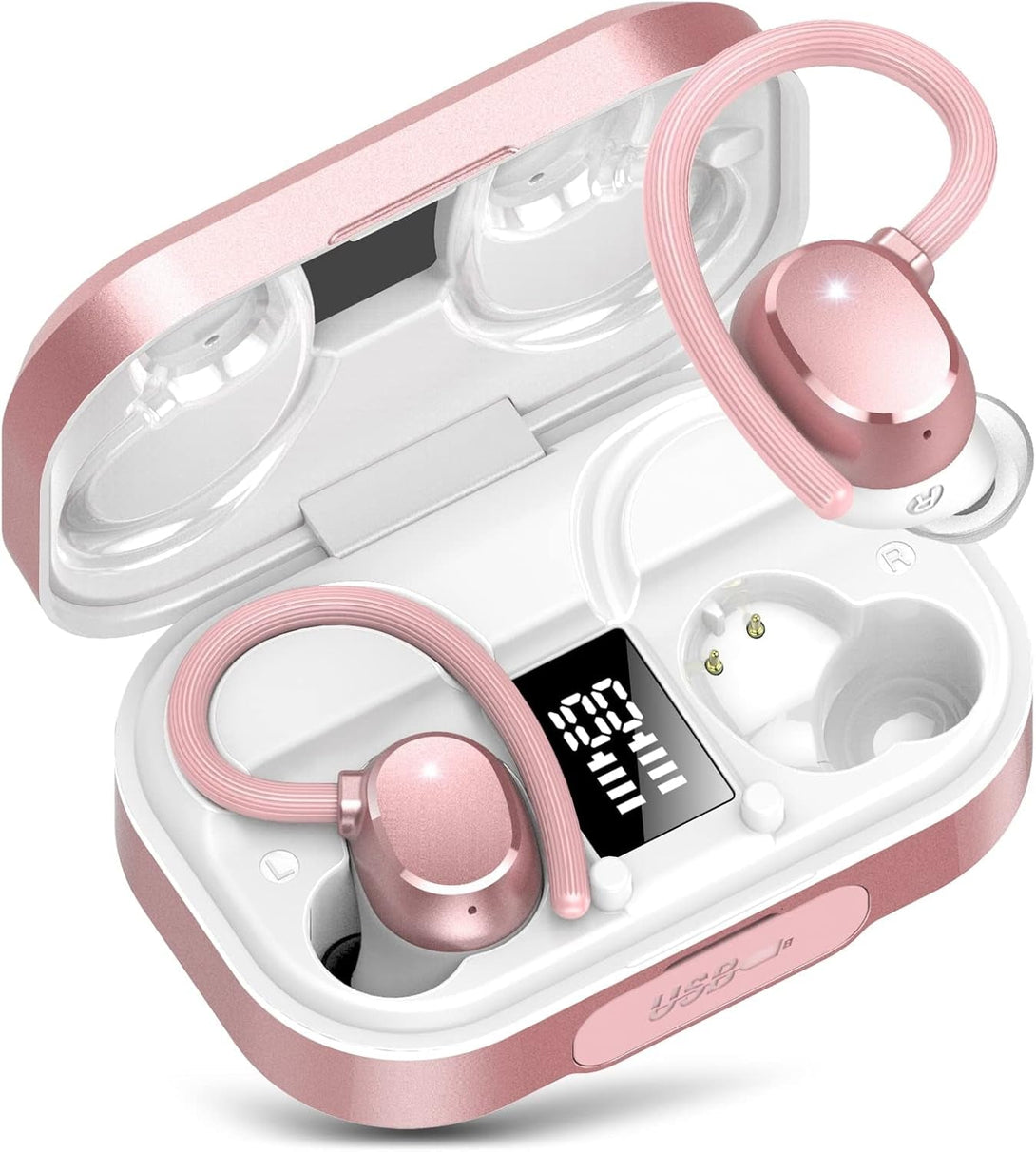 KT1 Wireless Earbuds V5.3, 120H Playtime, Bluetooth Earphones for Small Ear, IPX7 Waterproof Running Headphones, Deep Bass, over Ear Sport Wireless Bluetooth Earphones for Android Ios