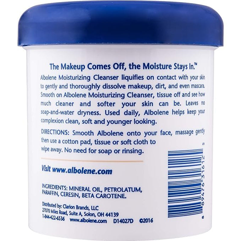 Albolene Face Moisturizer and Makeup Remover, Facial Cleanser and Cleansing Balm, Beta Carotene Fragrance Free Cream, 12 Oz
