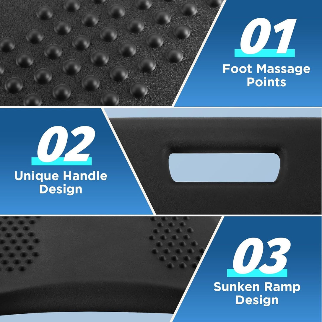 Standing Desk Mat, YESMET anti Fatigue Mat with Massage Points, Not-Flat Comfort Standing Mat for Standing Desk, Portable Ergonomic Mat for Office, Kitchen Floor, Home, Garage (Black), 22*17In