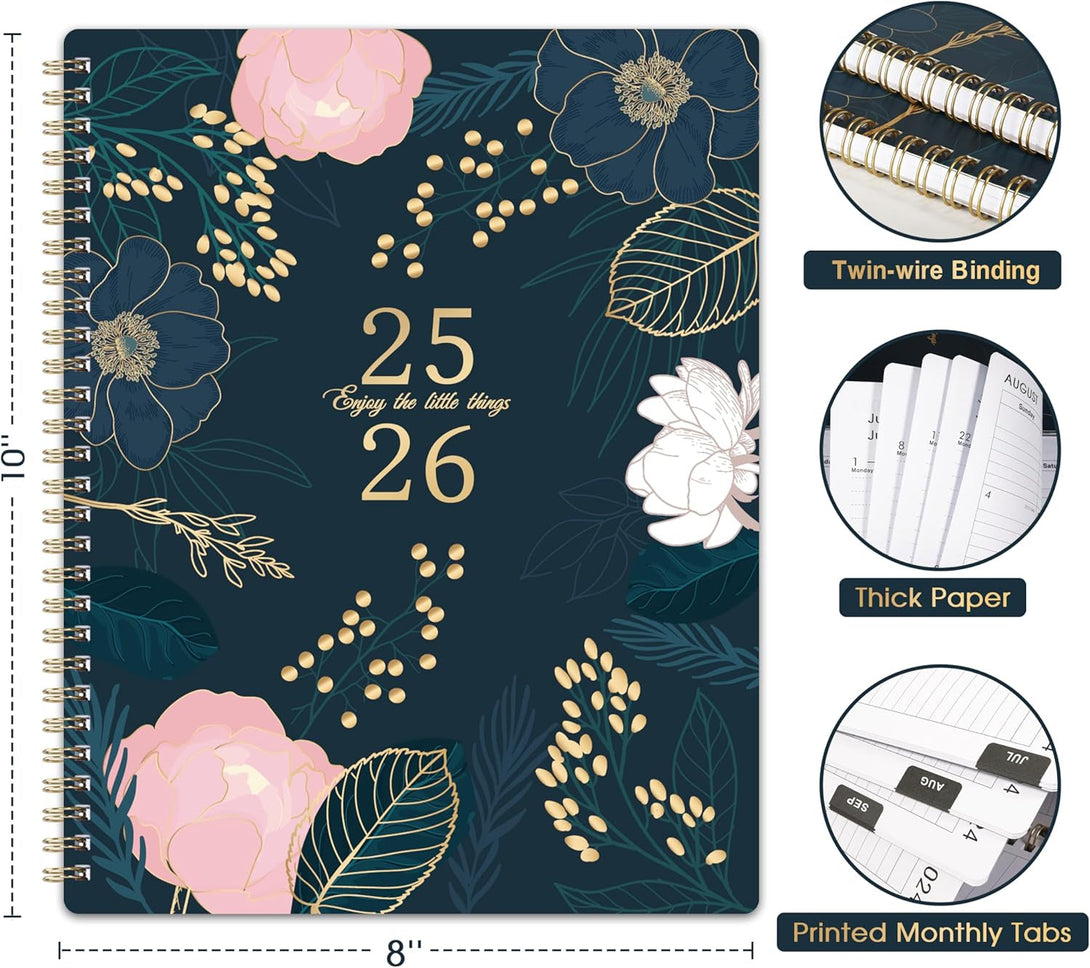 2025-2026 Planner - Planner 2025-2026, July 2025 - June 2026, Weekly & Monthly Spreads, 8'' X 10", Monthly Tabs, Twin-Wire Binding
