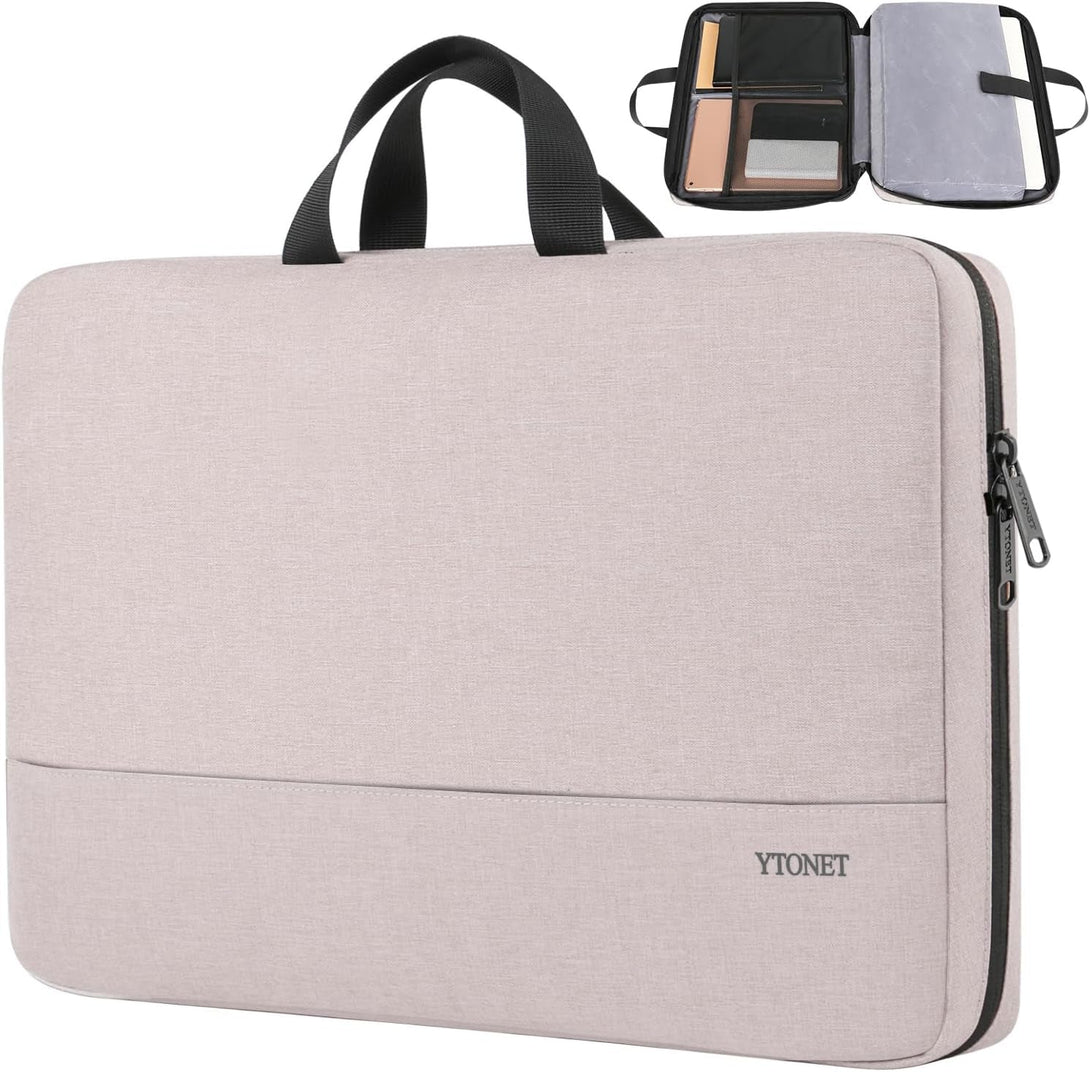 Ytonet Laptop Bag 15.6 Inch, Slim Laptop Case Sleeve Water Resistant Computer Cover for Women, Computer Bags for Women TSA Friendly Compatible with Lenovo HP Dell Notebooks, Baby Pink