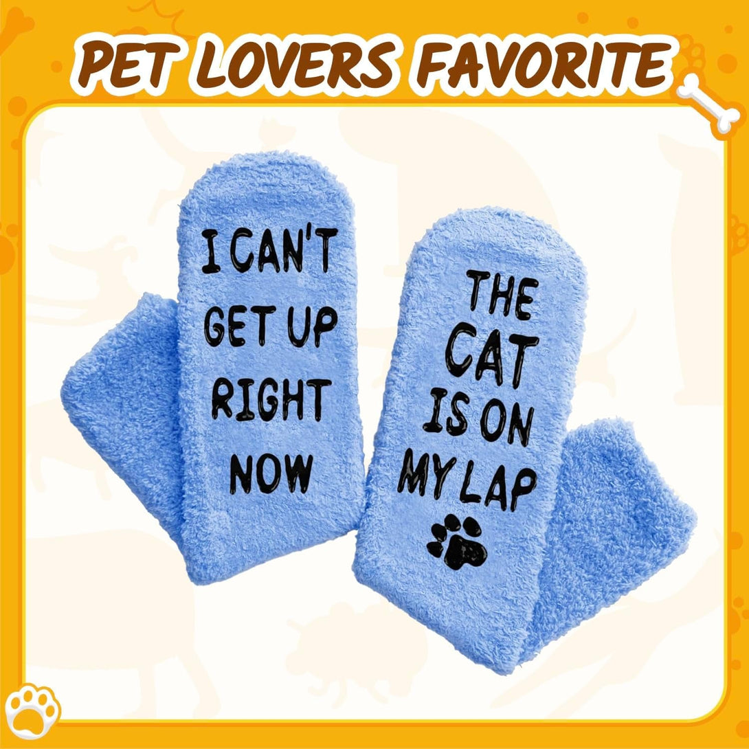 HAPPYPOP Cat Lover Gifts for Women Men - Funny Fuzzy Novelty Socks for Cat Mom Dad Animal Lovers