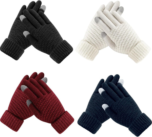 Premillow Winter Gloves for Women - Warm Knit Gloves with Elastic Cuff for Cold Weather, Touchscreen Compatible