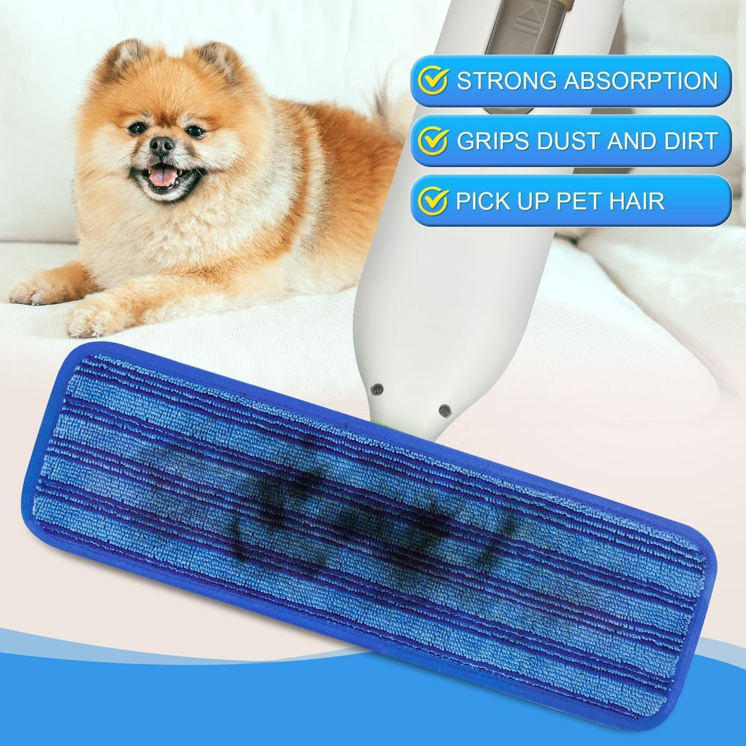4 Pack Upgraded Reusable Mop Pads Compatible with Swiffer Powermop, Mop Refill Pads Replacement for Swiffer Power Mop Spray Mop Pads for Multi-Surface Floor Cleaning, Quality Updated Cationic Material