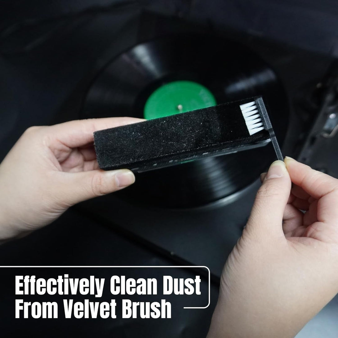 Sdroceryam Vinyl Record Cleaning Kit 3-In-1 Turntable Records Cleaner Anti-Static LP Velvet Record Cleaner Brush Stylus Brush for Record Player Turntable, Style A