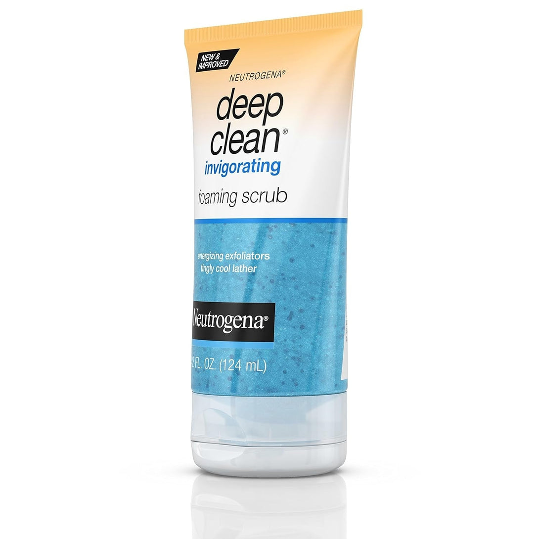 Neutrogena Deep Clean Invigorating Foaming Facial Scrub with Glycerin, Cooling & Exfoliating Gel Face Wash to Remove Dirt, Oil & Makeup, 4.2 Fl. Oz