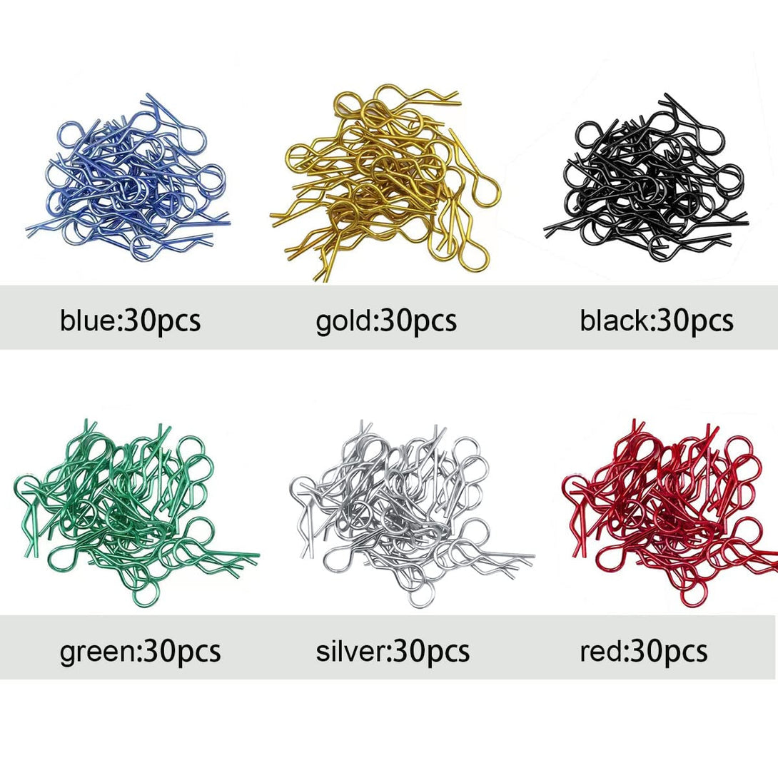 180Pcs Universal RC Body Clips Car Clips Steel R Clips Stainless Steel for All 1/8 1/10 1/12 Scale Traxxas Redcat HPI Himoto HSP Exceed RC Car Parts Truck Buggy Shell Replacement