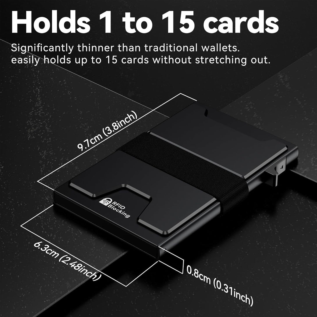 Smart Card Wallet for Men Slim: Minimalist Wallet for Men - RFID Blocking Pop up Front Pocket Wallet, Metal Wallet 11 Card Holder
